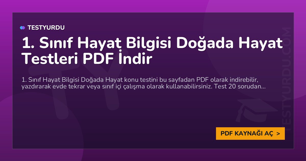 1. Sınıf Hayat Bilgisi Doğada Hayat Testleri PDF İndir 1 1. Sınıf Hayat Bilgisi Doğada Hayat Testleri PDF İndir