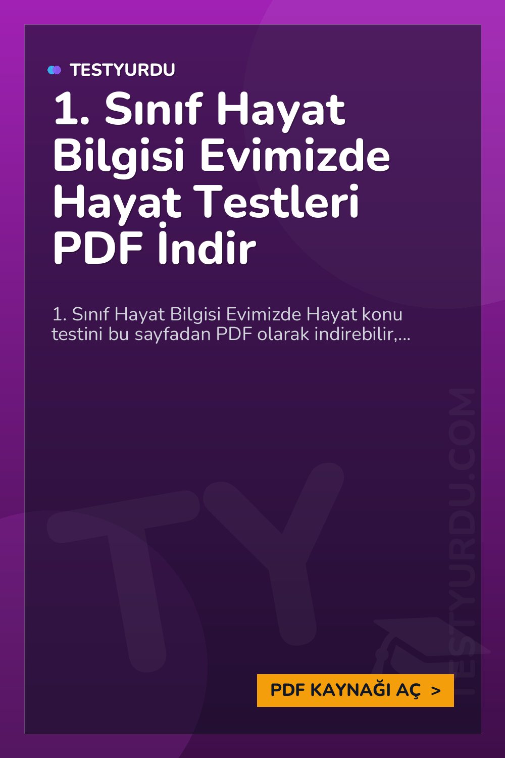 1. Sınıf Hayat Bilgisi Evimizde Hayat Testleri PDF İndir