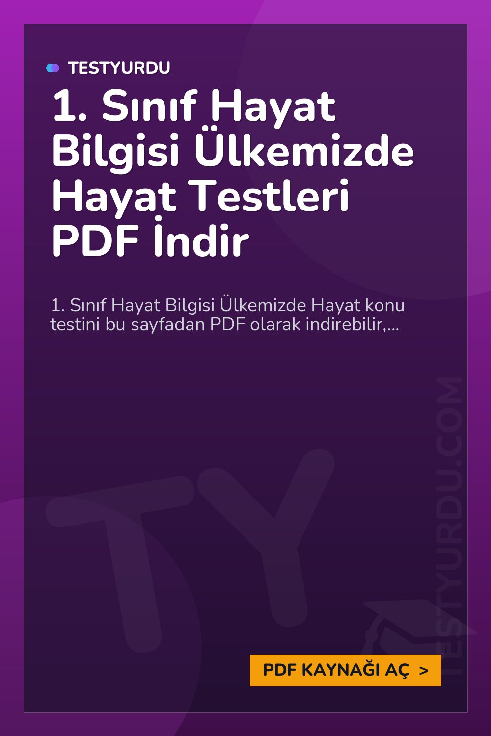 1. Sınıf Hayat Bilgisi Ülkemizde Hayat Testleri PDF İndir