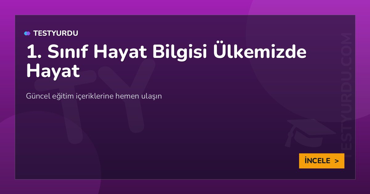 1. Sınıf Hayat Bilgisi Ülkemizde Hayat