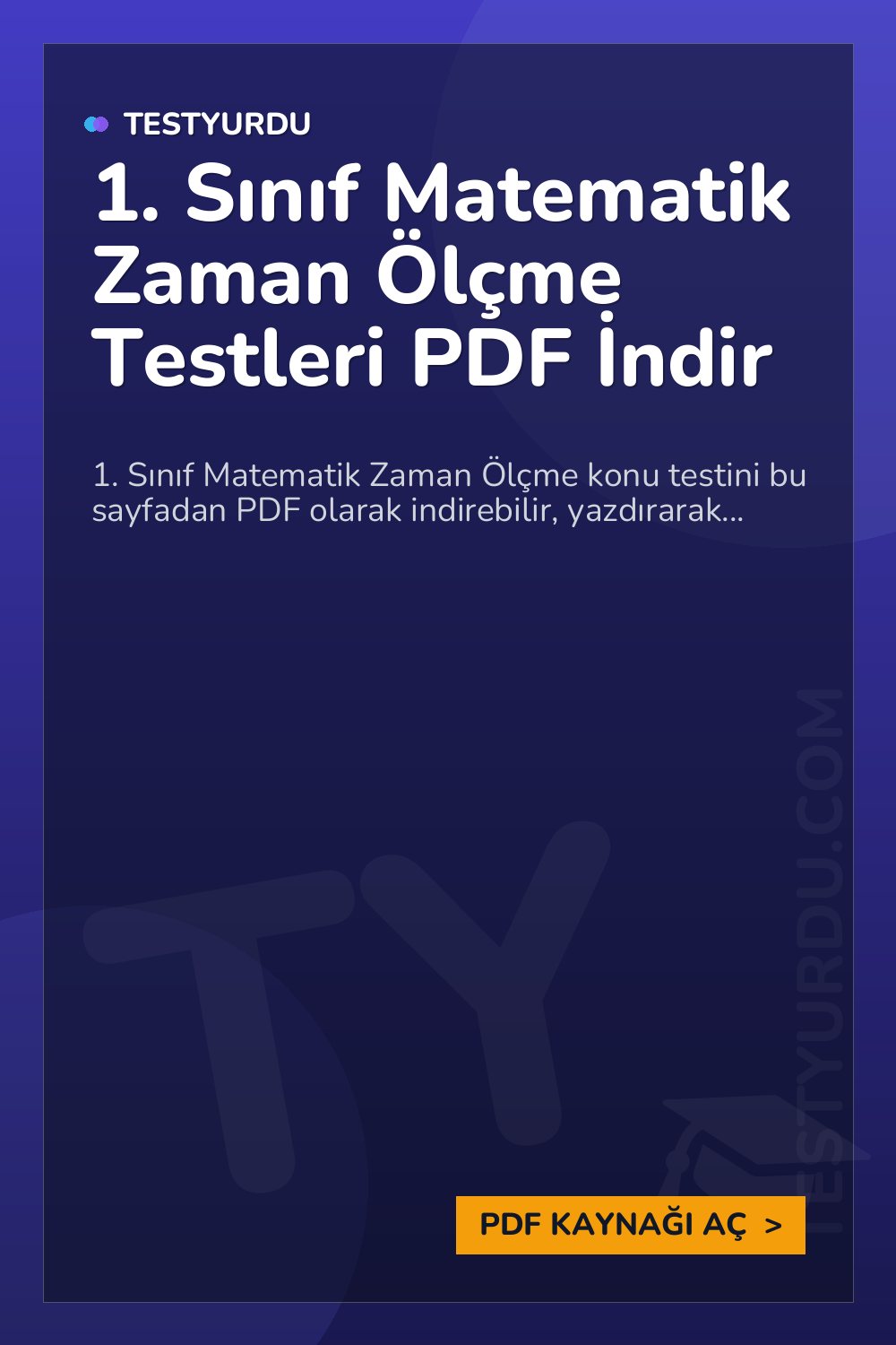 1. Sınıf Matematik Zaman Ölçme Testleri PDF İndir
