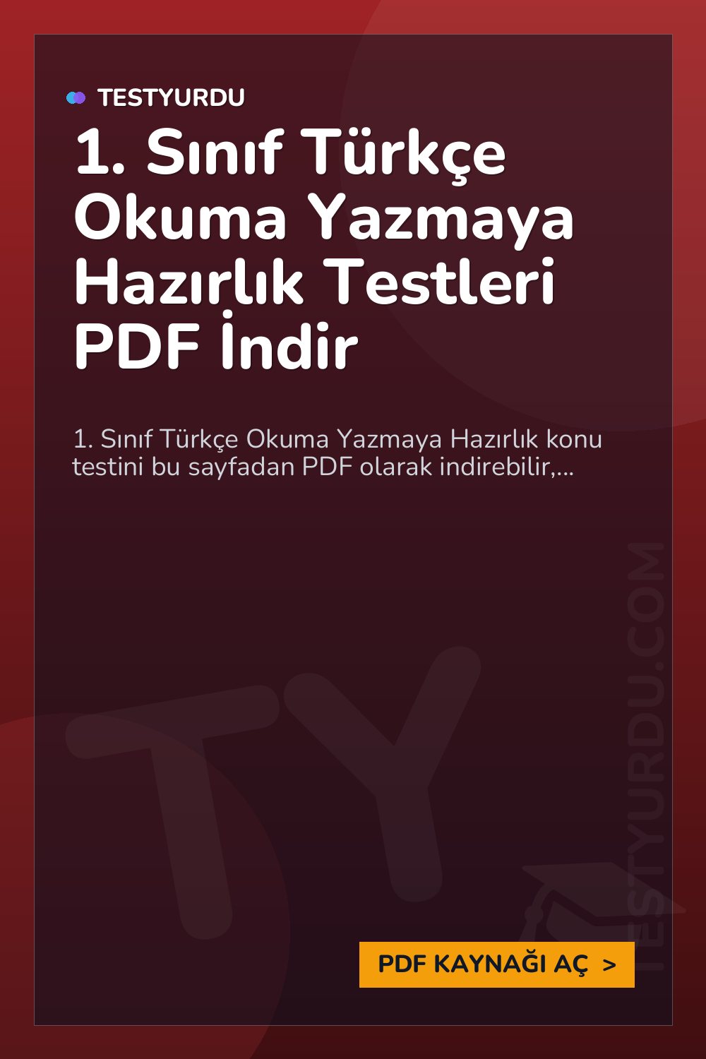 1. Sınıf Türkçe Okuma Yazmaya Hazırlık Testleri PDF İndir