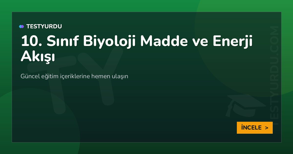 10. Sınıf Biyoloji Madde ve Enerji Akışı 2 10. Sınıf Biyoloji Madde ve Enerji Akışı