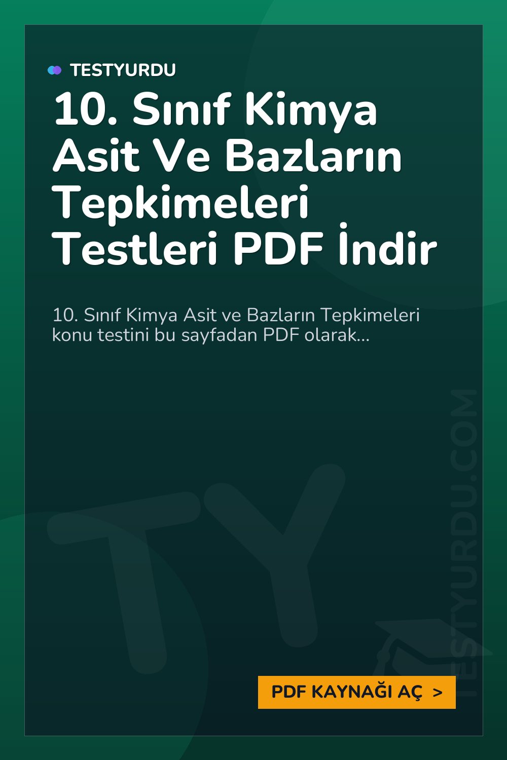 10. Sınıf Kimya Asit Ve Bazların Tepkimeleri Testleri PDF İndir