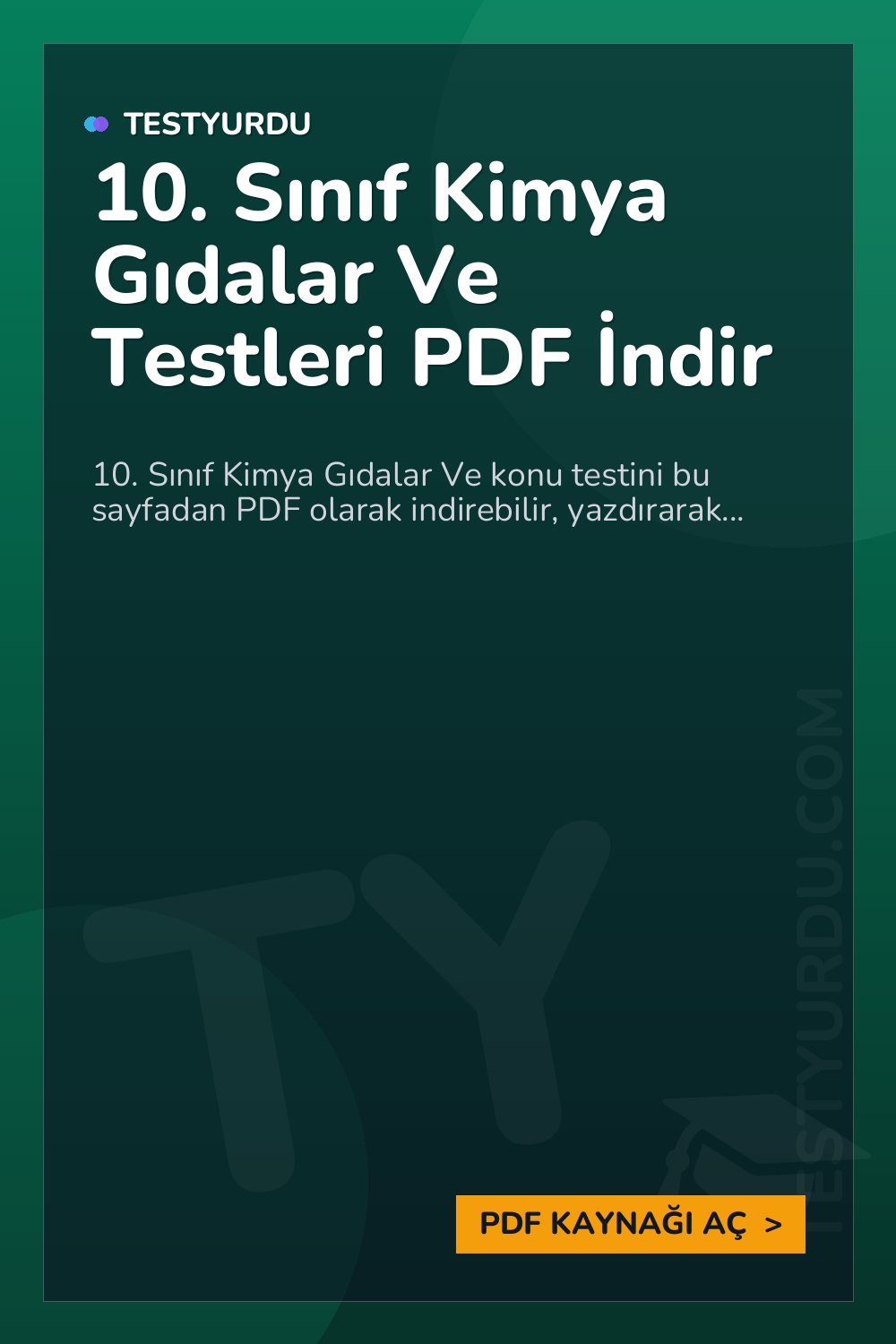 10. Sınıf Kimya Gıdalar Ve Testleri PDF İndir
