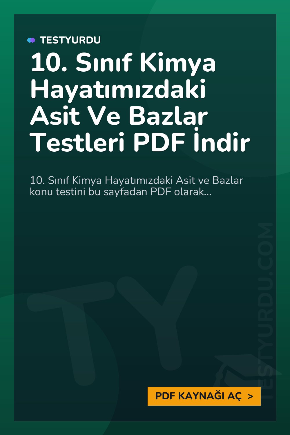 10. Sınıf Kimya Hayatımızdaki Asit Ve Bazlar Testleri PDF İndir