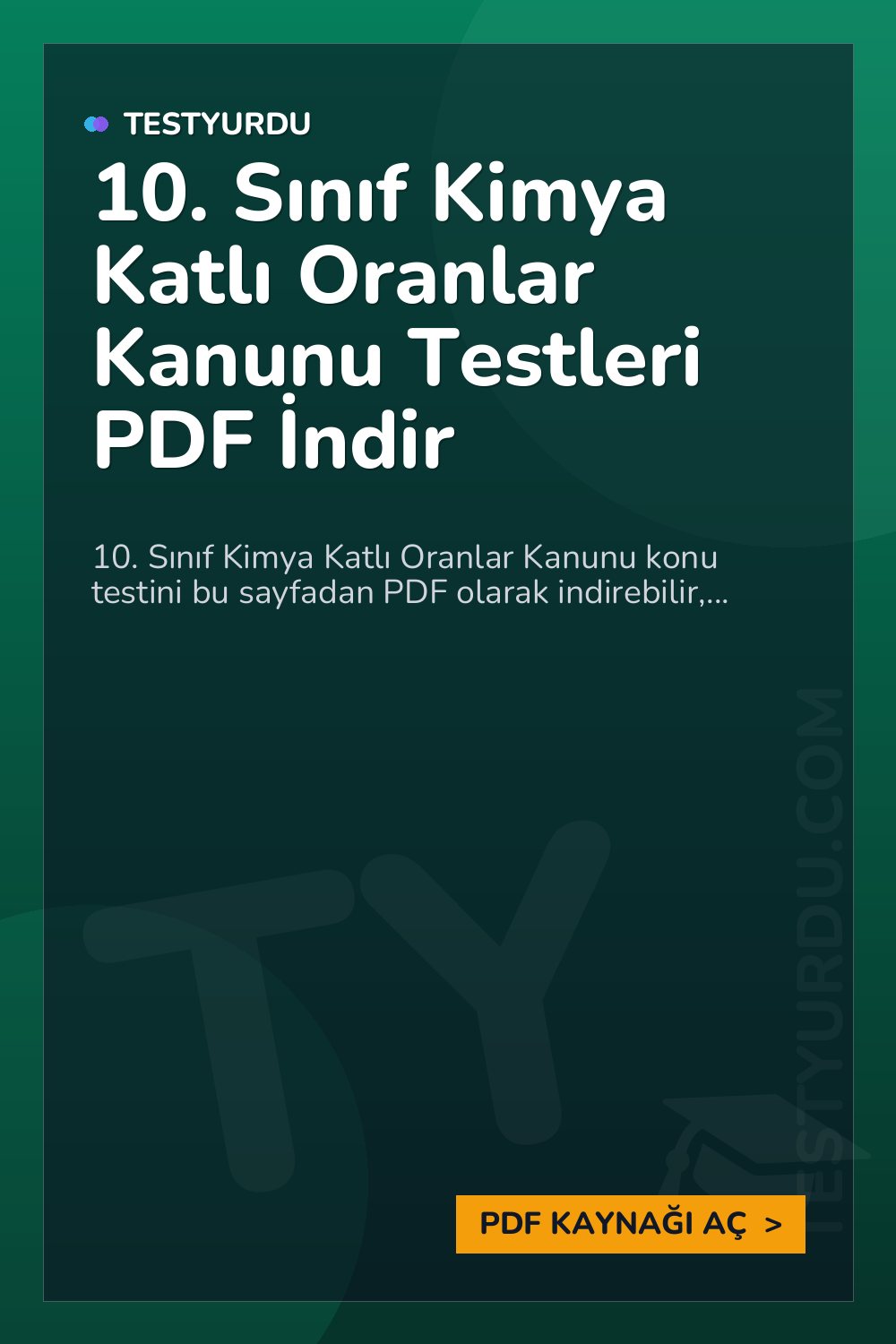 10. Sınıf Kimya Katlı Oranlar Kanunu Testleri PDF İndir