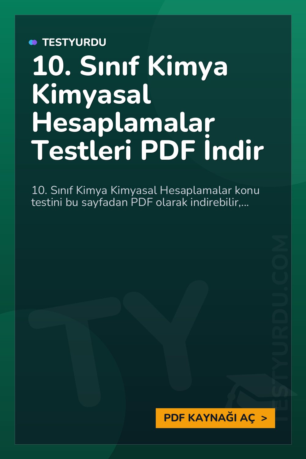 10. Sınıf Kimya Kimyasal Hesaplamalar Testleri PDF İndir