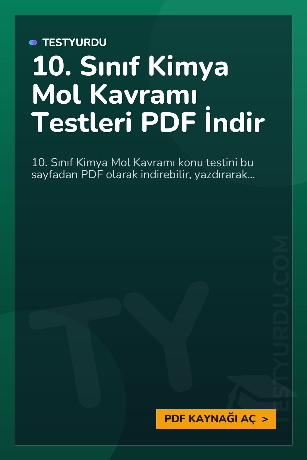 10. Sınıf Kimya Mol Kavramı Testleri PDF İndir