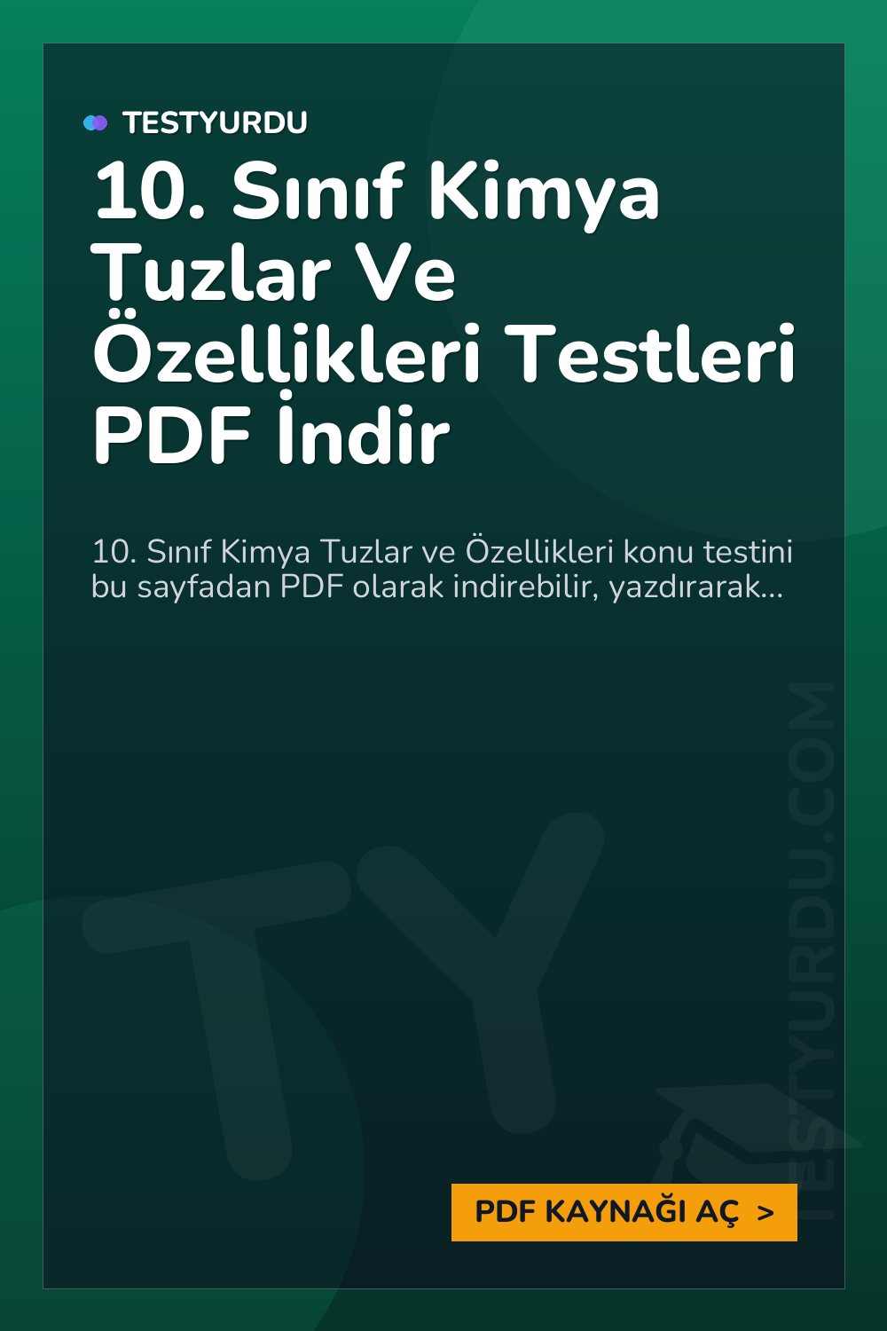 10. Sınıf Kimya Tuzlar Ve Özellikleri Testleri PDF İndir