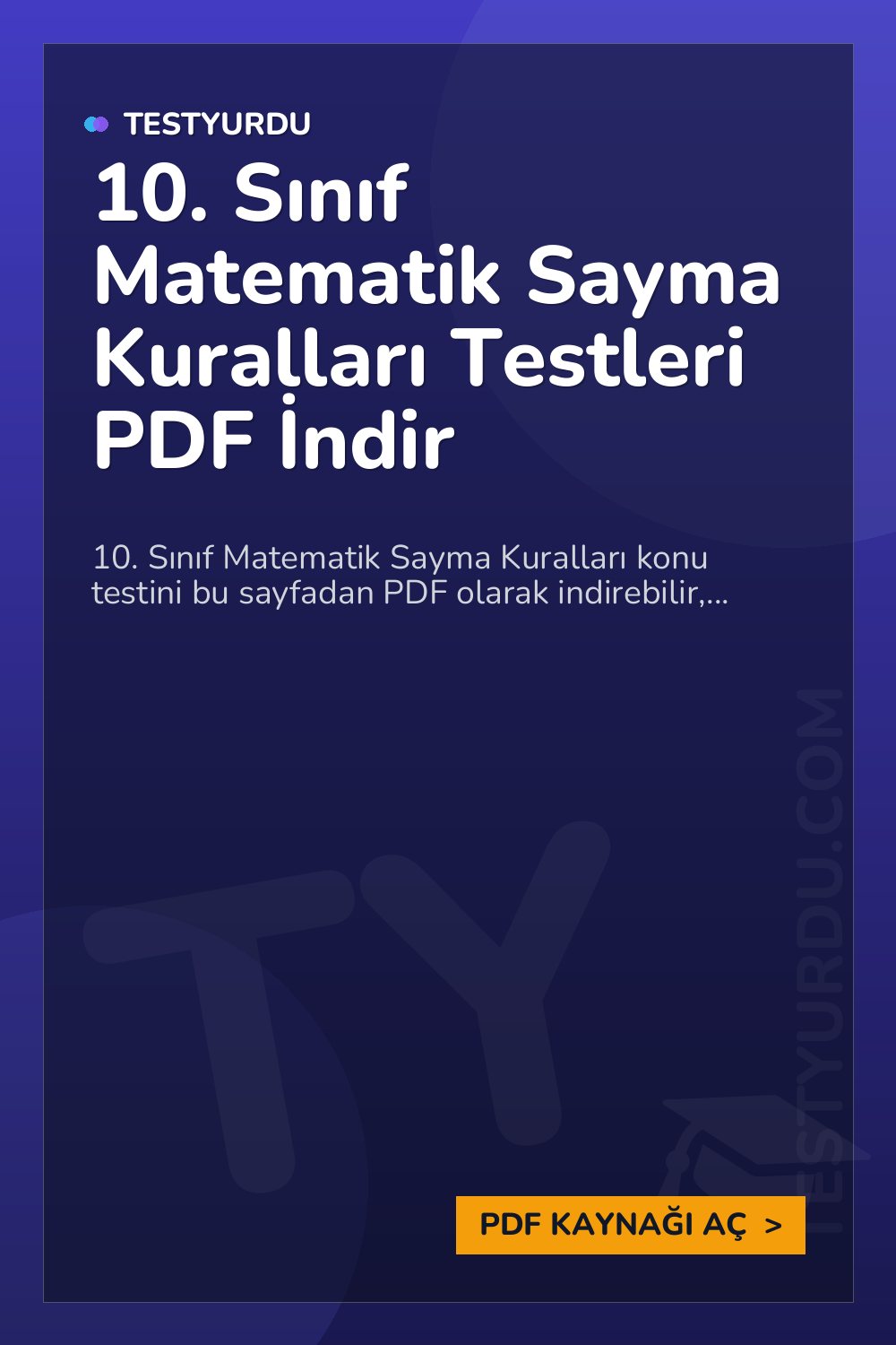 10. Sınıf Matematik Sayma Kuralları Testleri PDF İndir