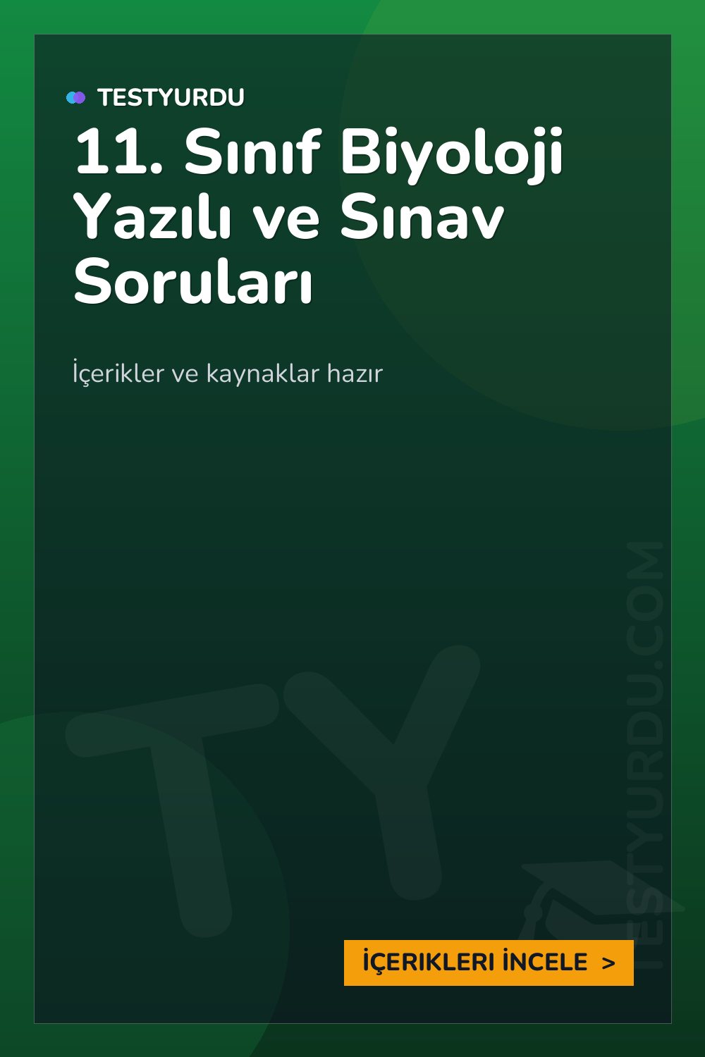 11. Sınıf Biyoloji Yazılı ve Sınav Soruları