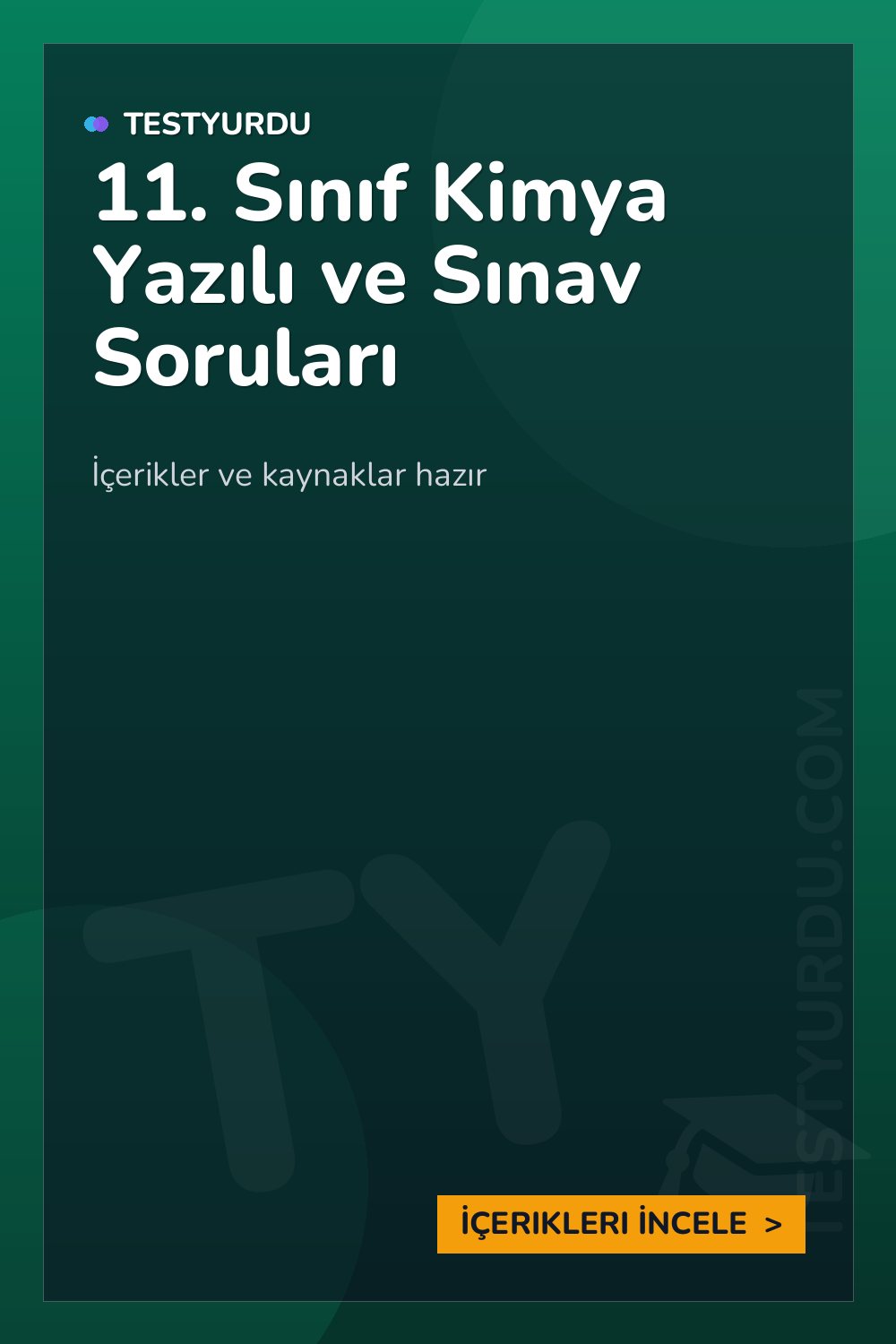 11. Sınıf Kimya Yazılı ve Sınav Soruları