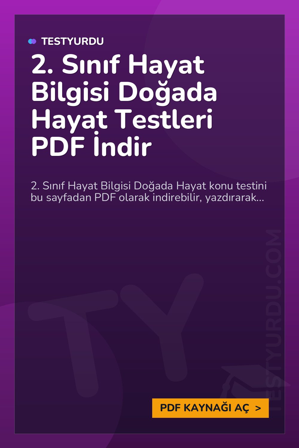 2. Sınıf Hayat Bilgisi Doğada Hayat Testleri PDF İndir