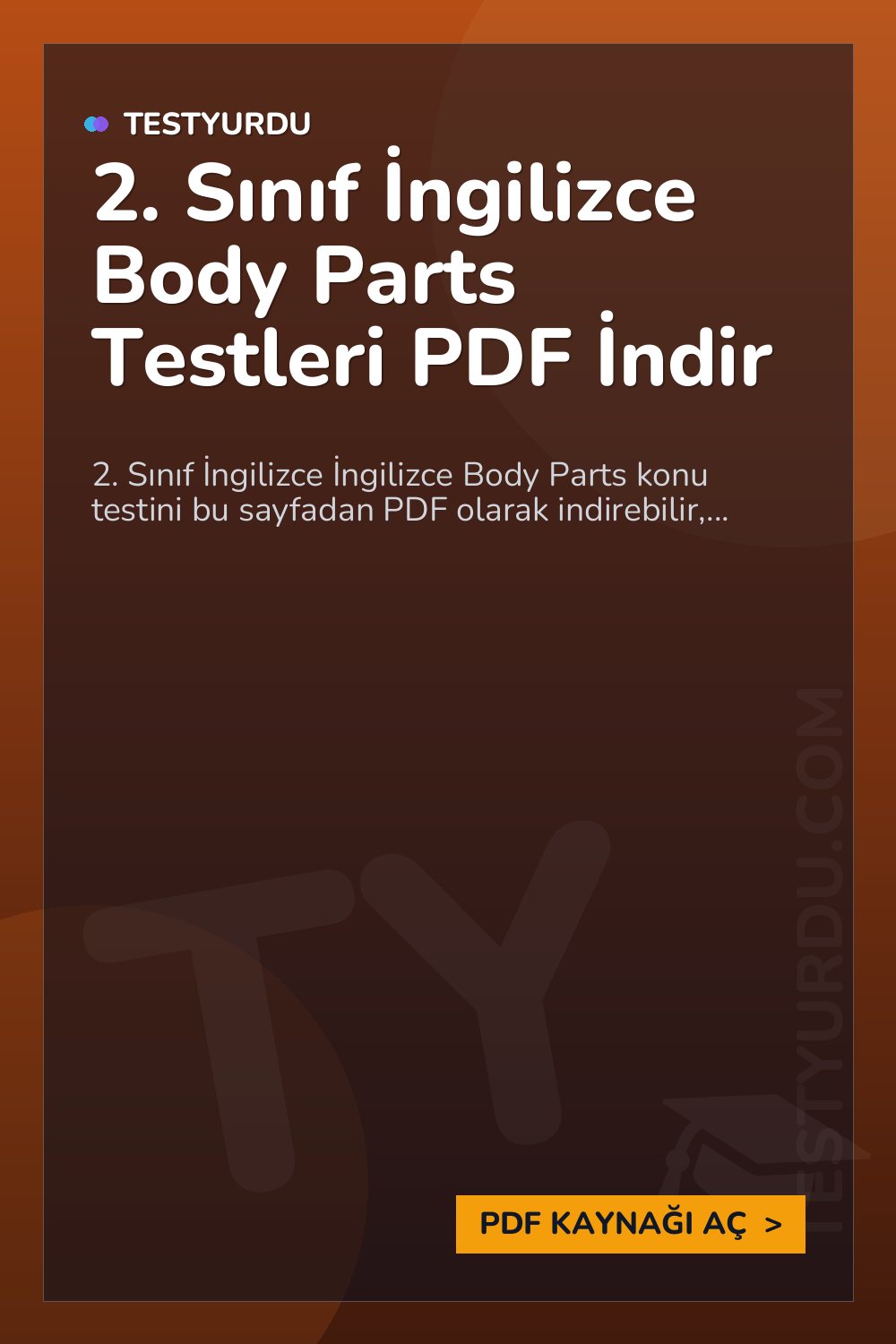 2. Sınıf İngilizce Body Parts Testleri PDF İndir