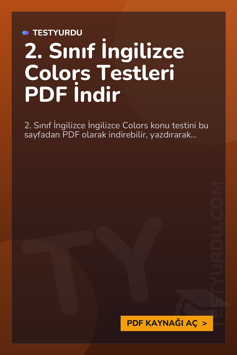 2. Sınıf İngilizce Colors Testleri PDF İndir