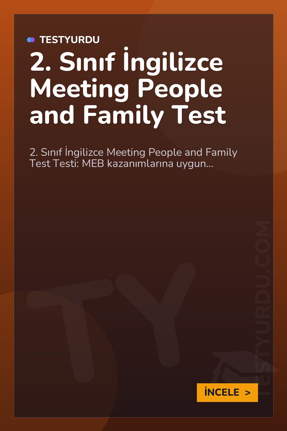 2. Sınıf İngilizce Meeting People and Family Test