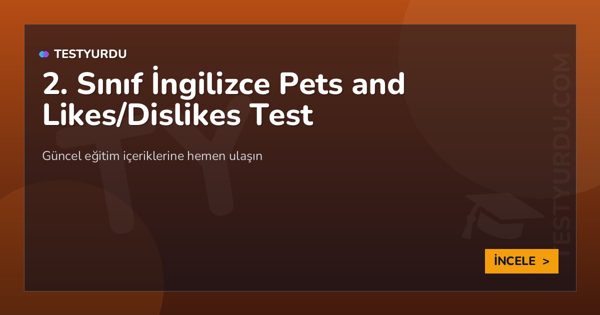 2. Sınıf İngilizce Pets and Likes/Dislikes Test