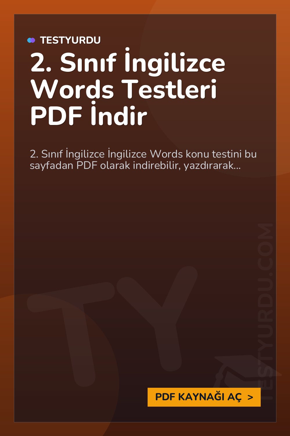 2. Sınıf İngilizce Words Testleri PDF İndir
