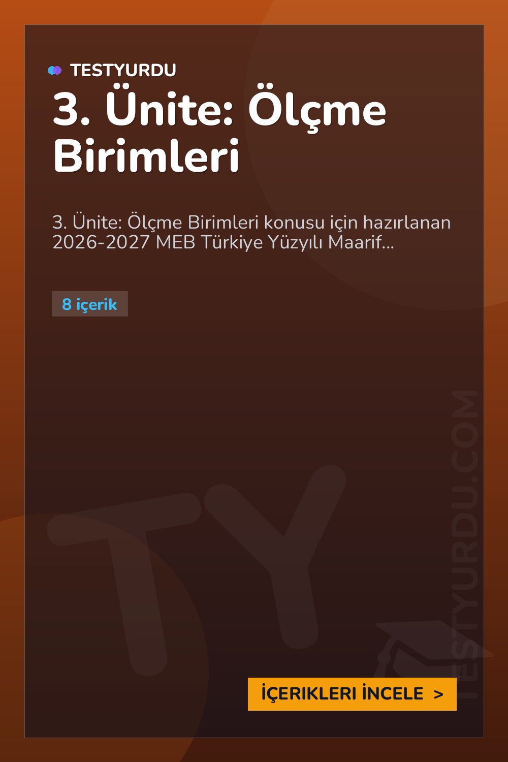 3. Ünite: Ölçme Birimleri