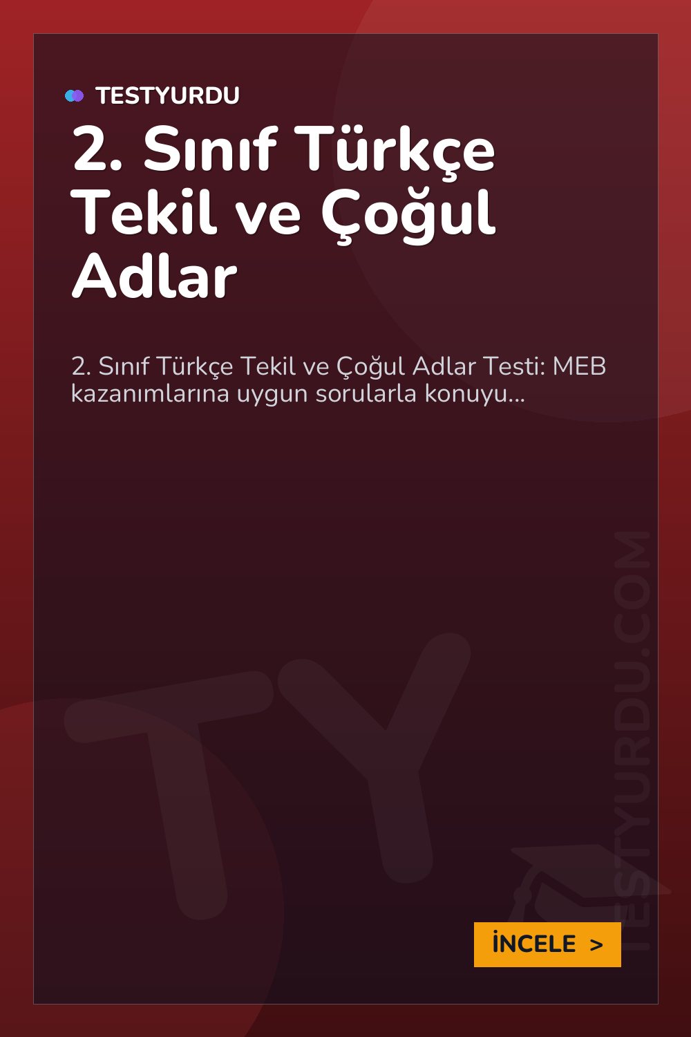 2. Sınıf Türkçe Tekil ve Çoğul Adlar