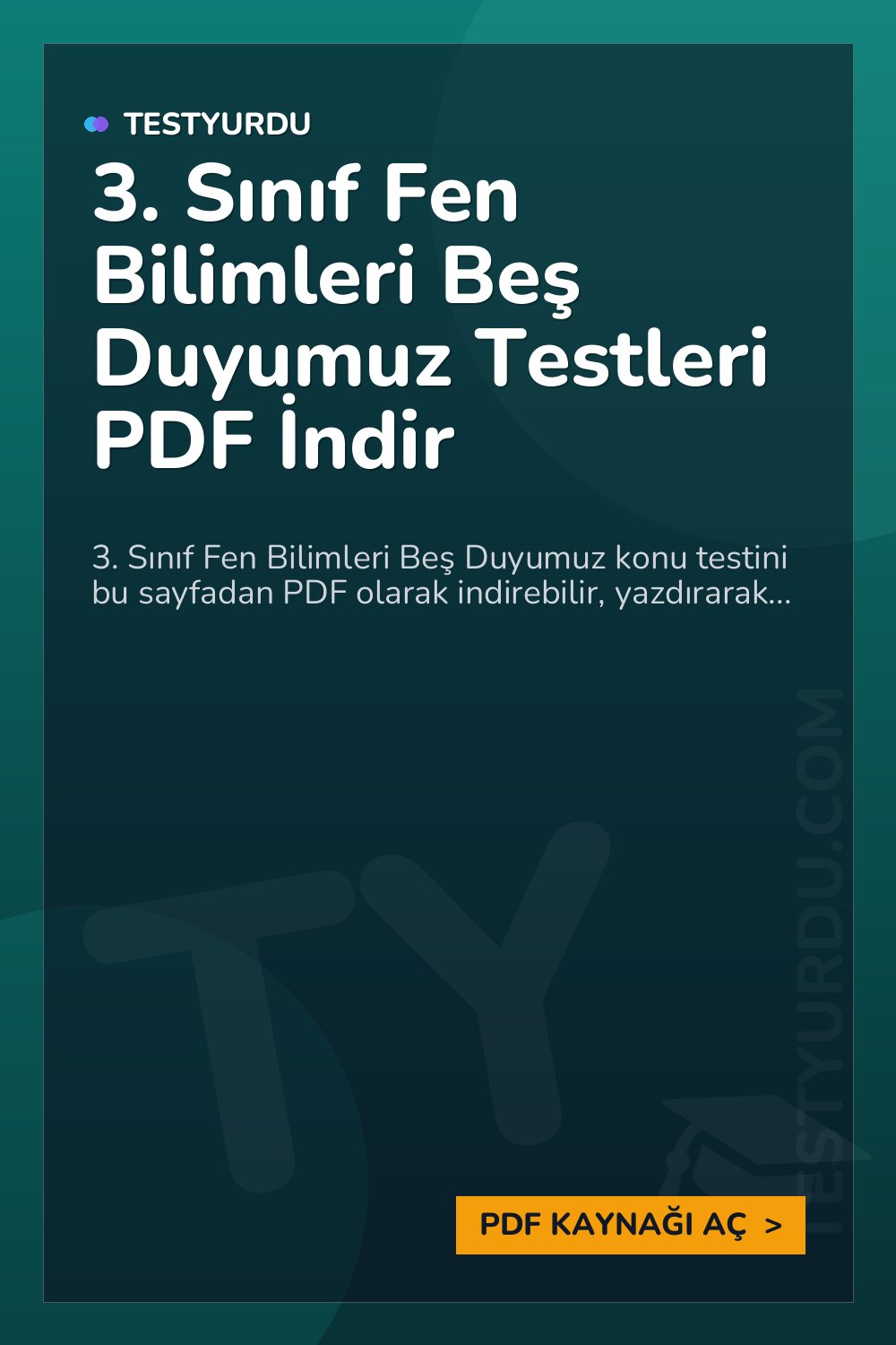 3. Sınıf Fen Bilimleri Beş Duyumuz Testleri PDF İndir