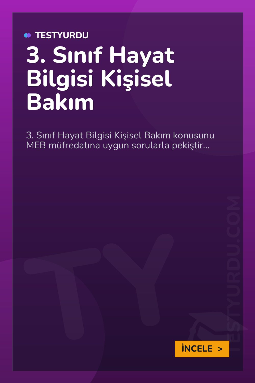 3. Sınıf Hayat Bilgisi Kişisel Bakım