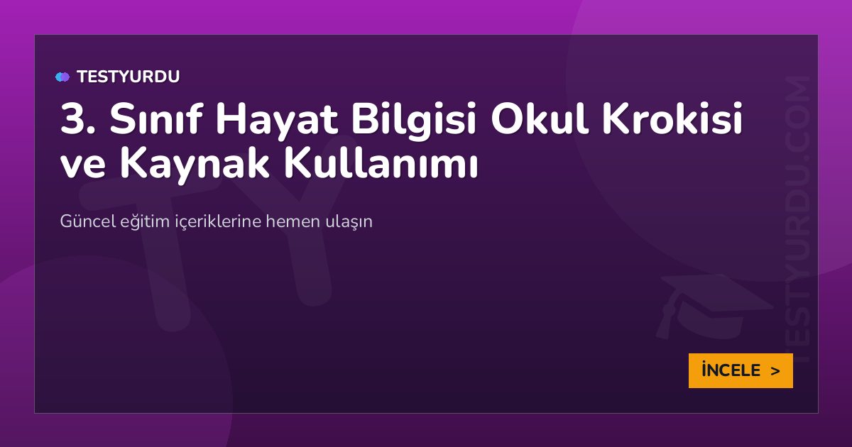 3. Sınıf Hayat Bilgisi Okul Krokisi ve Kaynak Kullanımı