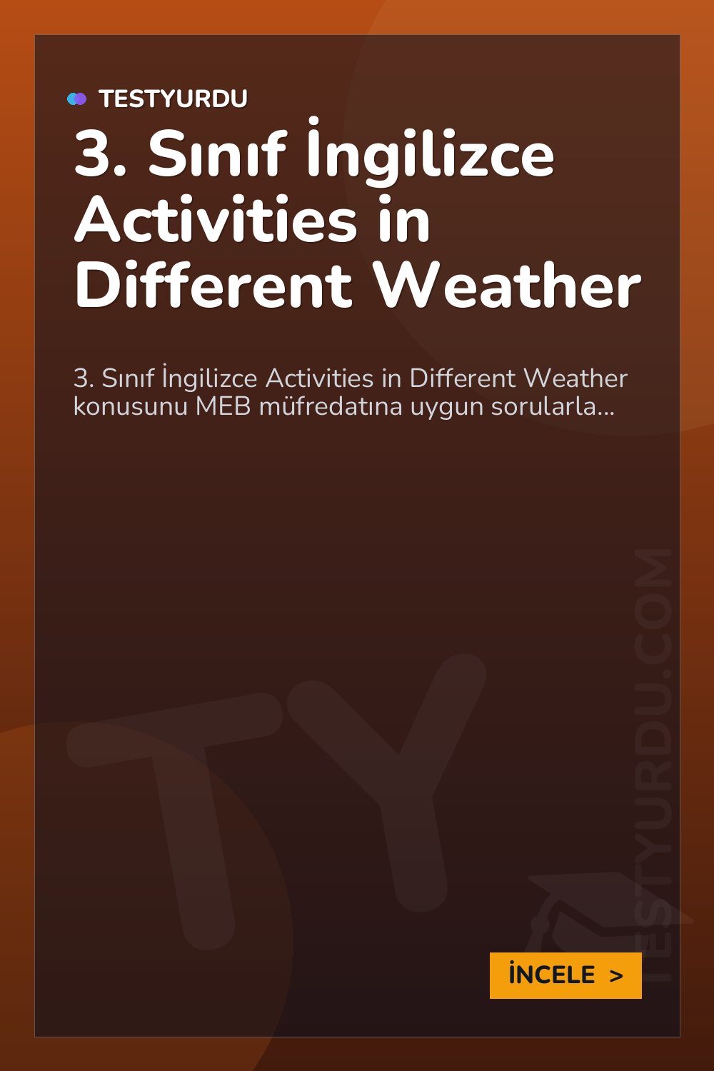 3. Sınıf İngilizce Activities in Different Weather