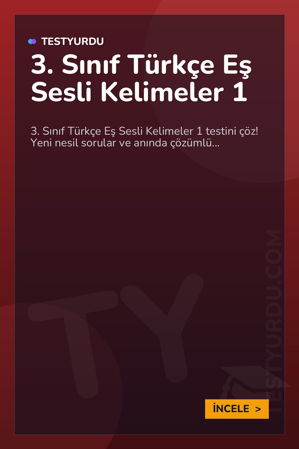 3. Sınıf Türkçe Eş Sesli Kelimeler 1