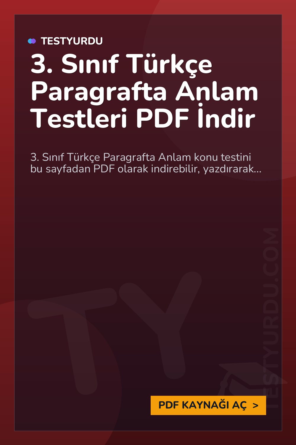 3. Sınıf Türkçe Paragrafta Anlam Testleri PDF İndir