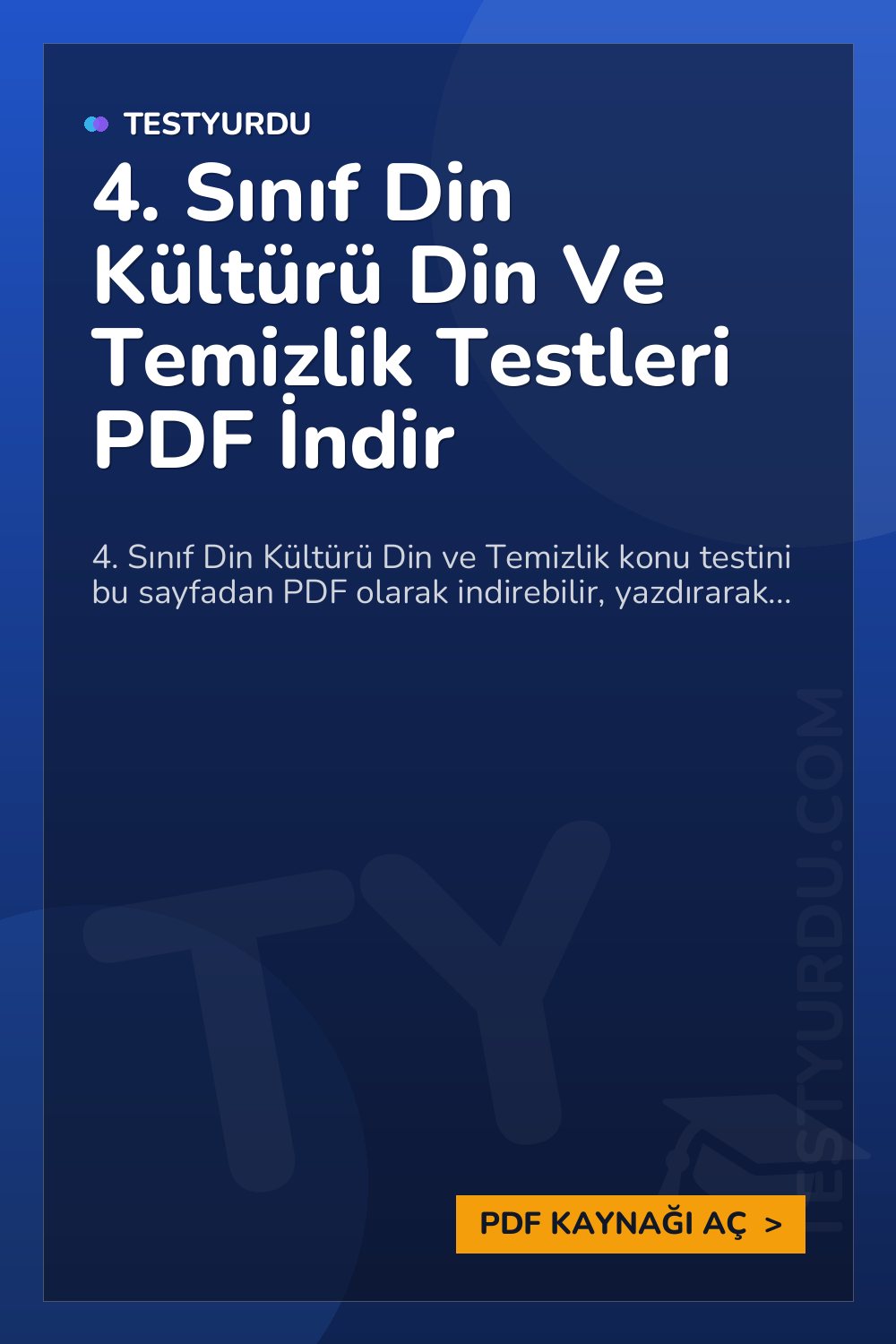 4. Sınıf Din Kültürü Din Ve Temizlik Testleri PDF İndir