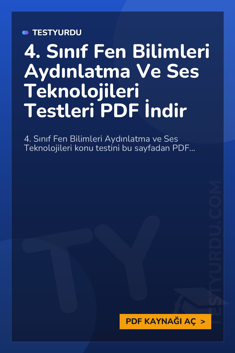 4. Sınıf Fen Bilimleri Aydınlatma Ve Ses Teknolojileri Testleri PDF İndir