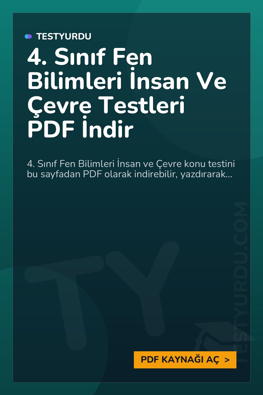 4. Sınıf Fen Bilimleri İnsan Ve Çevre Testleri PDF İndir