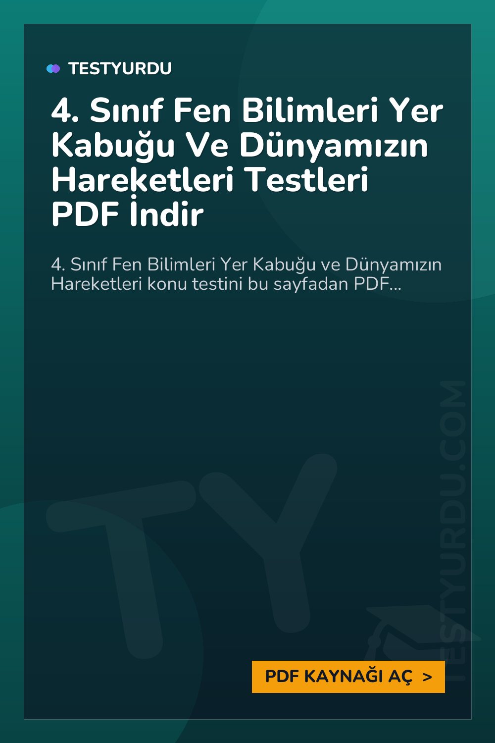 4. Sınıf Fen Bilimleri Yer Kabuğu Ve Dünyamızın Hareketleri Testleri PDF İndir