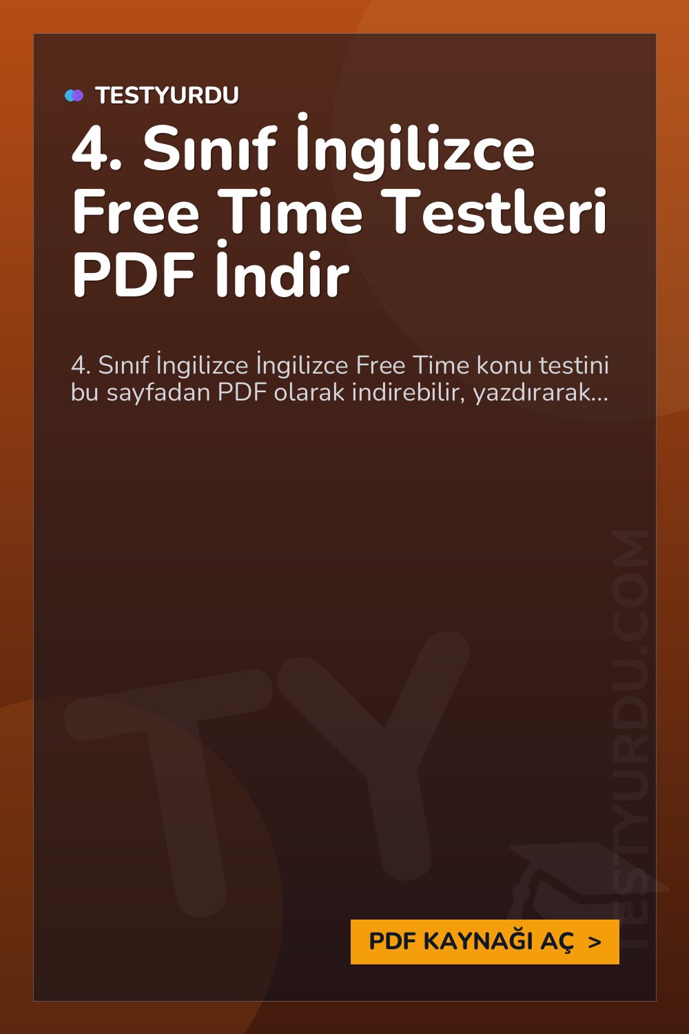 4. Sınıf İngilizce Free Time Testleri PDF İndir