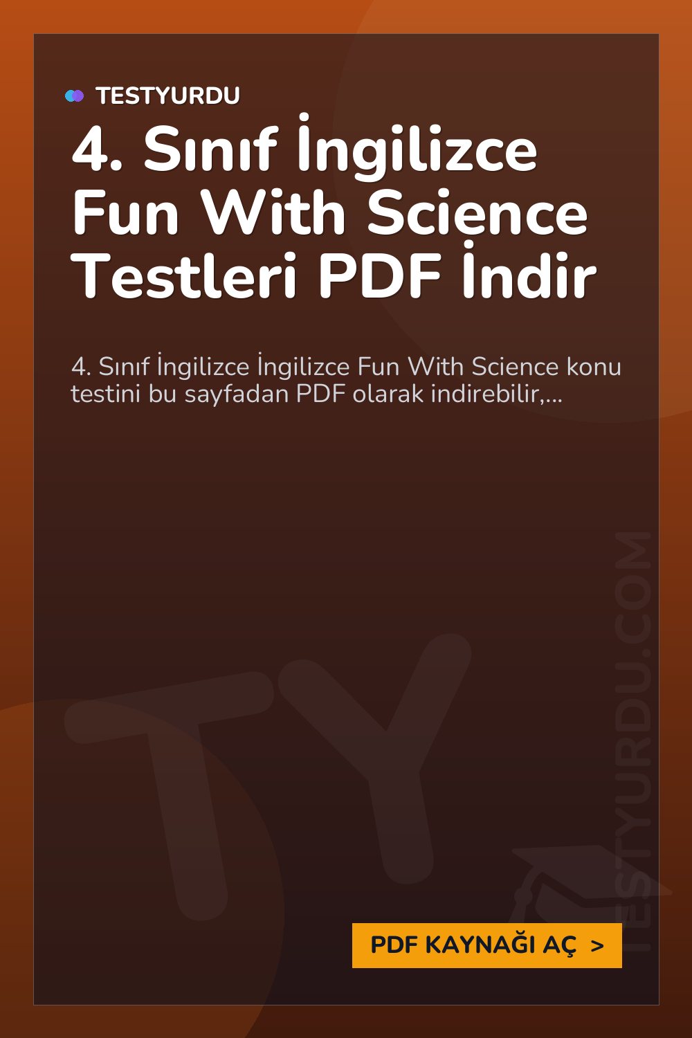 4. Sınıf İngilizce Fun With Science Testleri PDF İndir