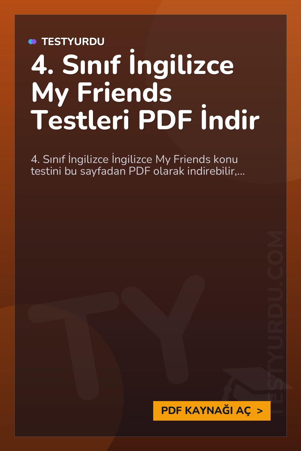 4. Sınıf İngilizce My Friends Testleri PDF İndir