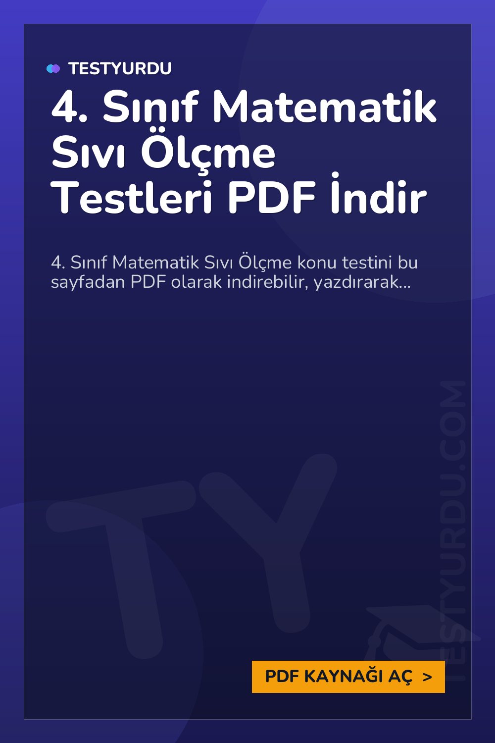4. Sınıf Matematik Sıvı Ölçme Testleri PDF İndir