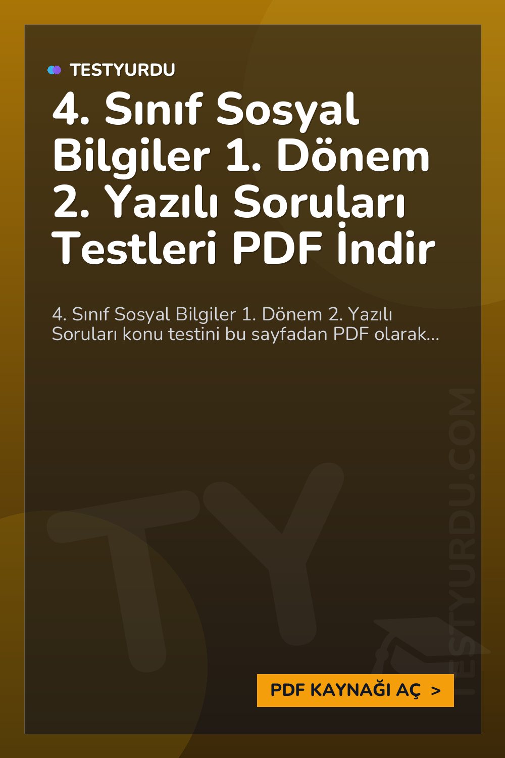 4. Sınıf Sosyal Bilgiler 1. Dönem 2. Yazılı Soruları Testleri PDF İndir
