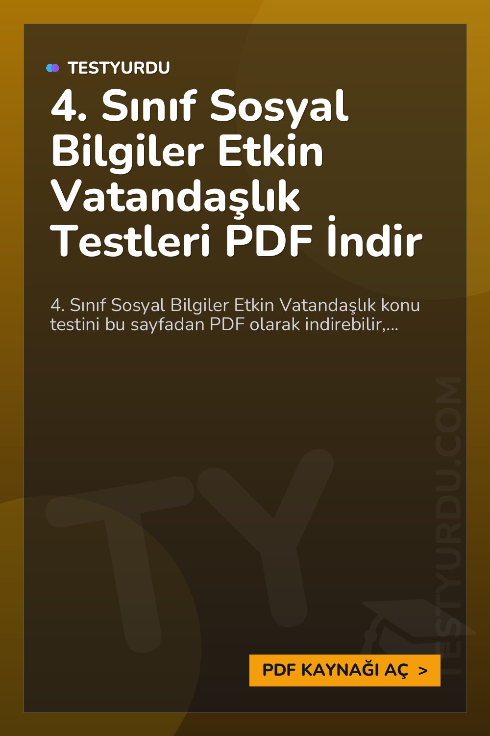 4. Sınıf Sosyal Bilgiler Etkin Vatandaşlık Testleri PDF İndir