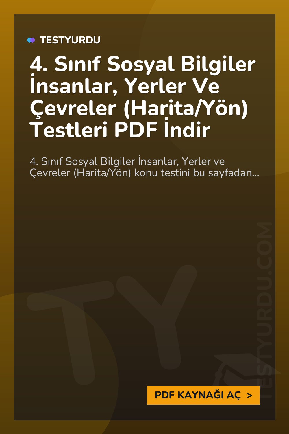 4. Sınıf Sosyal Bilgiler İnsanlar, Yerler Ve Çevreler (Harita/Yön) Testleri PDF İndir