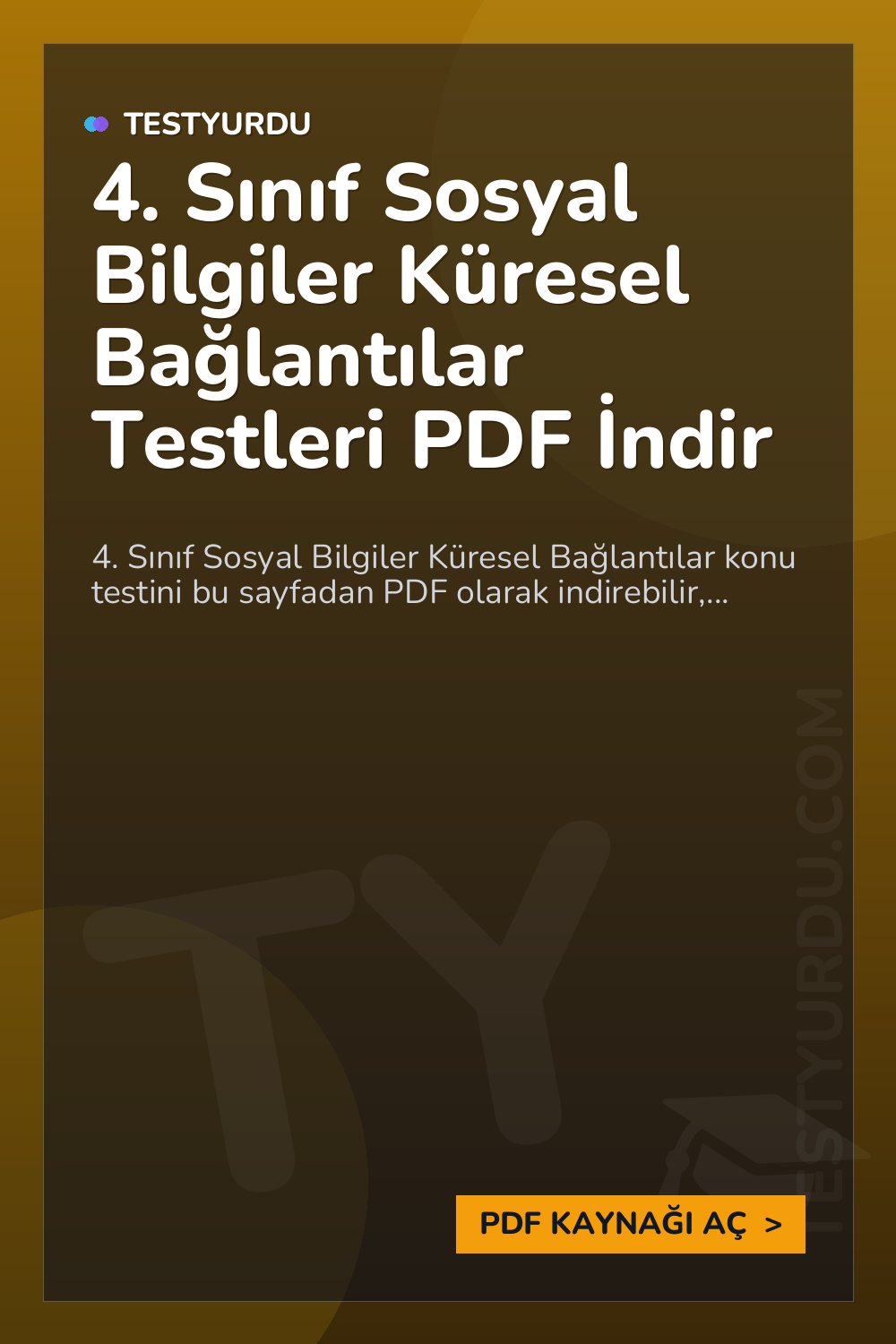 4. Sınıf Sosyal Bilgiler Küresel Bağlantılar Testleri PDF İndir