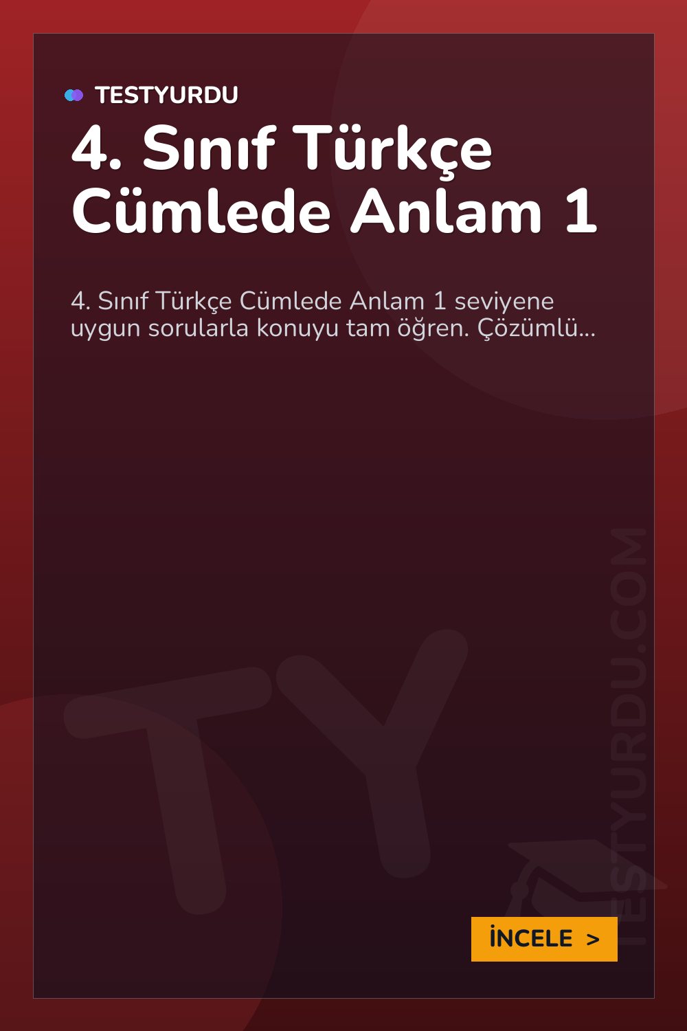4. Sınıf Türkçe Cümlede Anlam 1