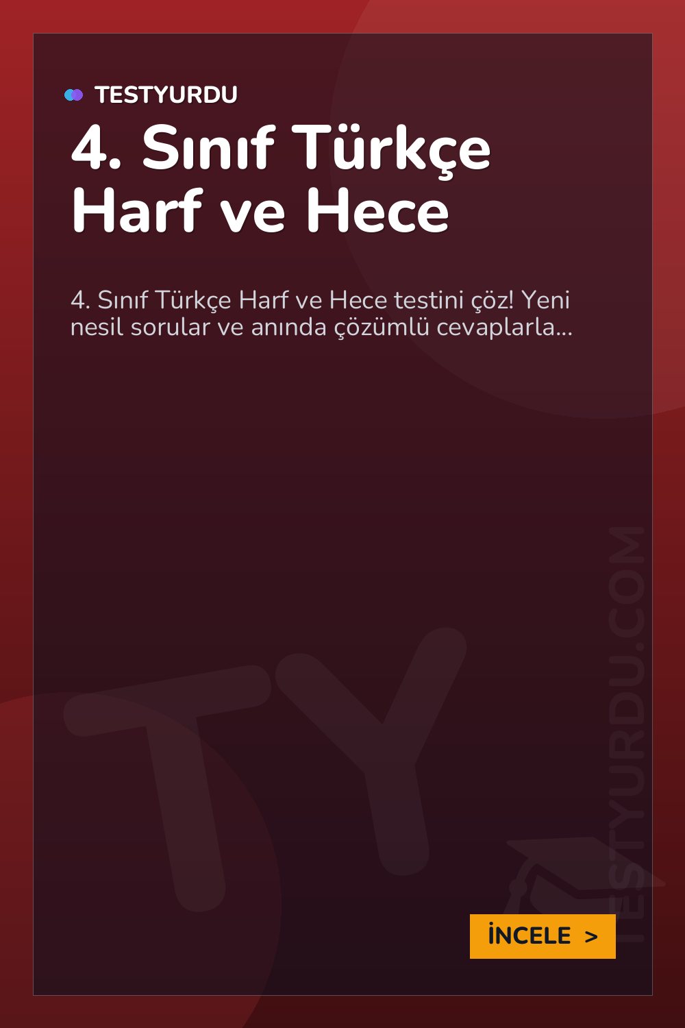 4. Sınıf Türkçe Harf ve Hece