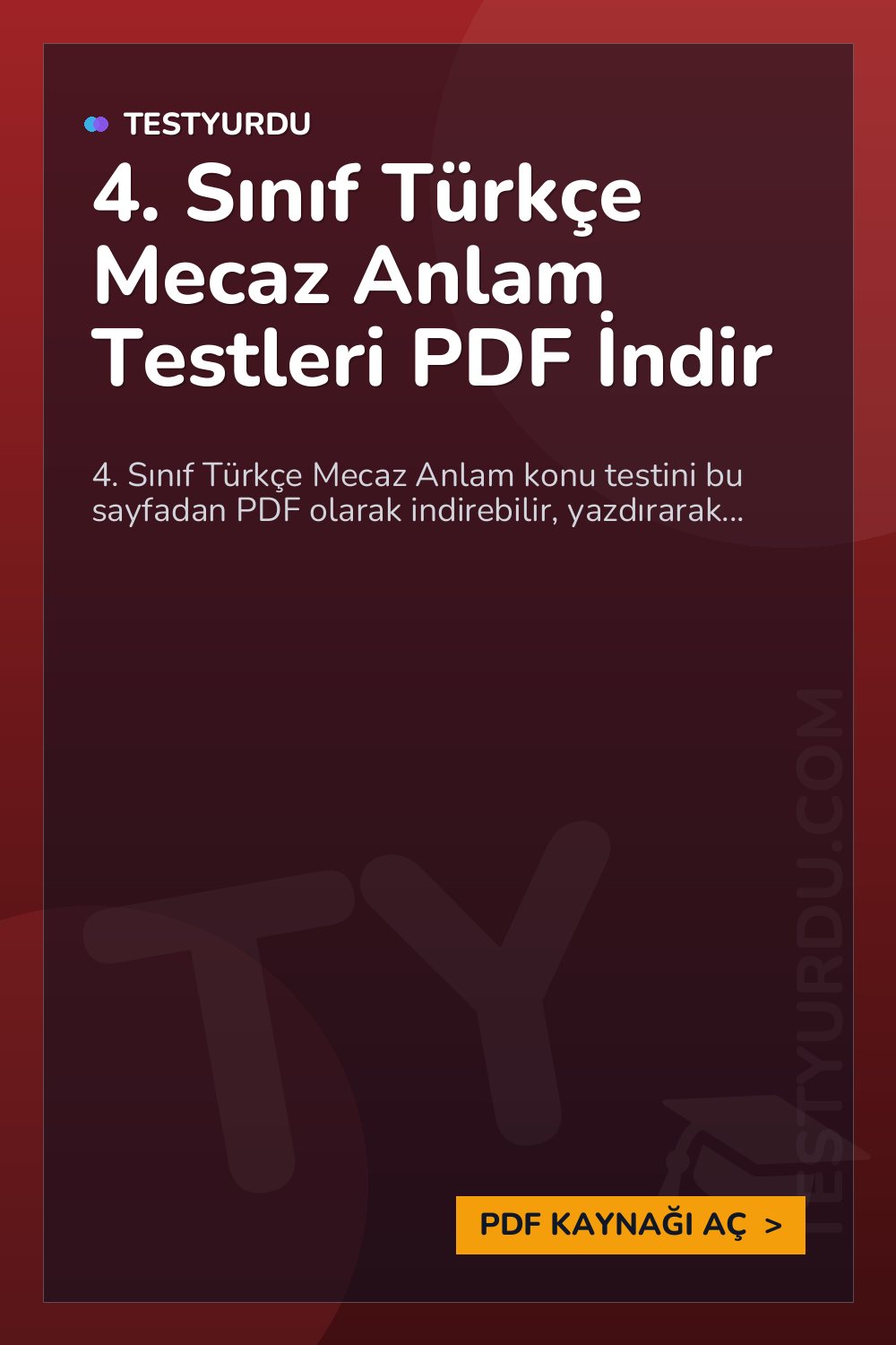 4. Sınıf Türkçe Mecaz Anlam Testleri PDF İndir