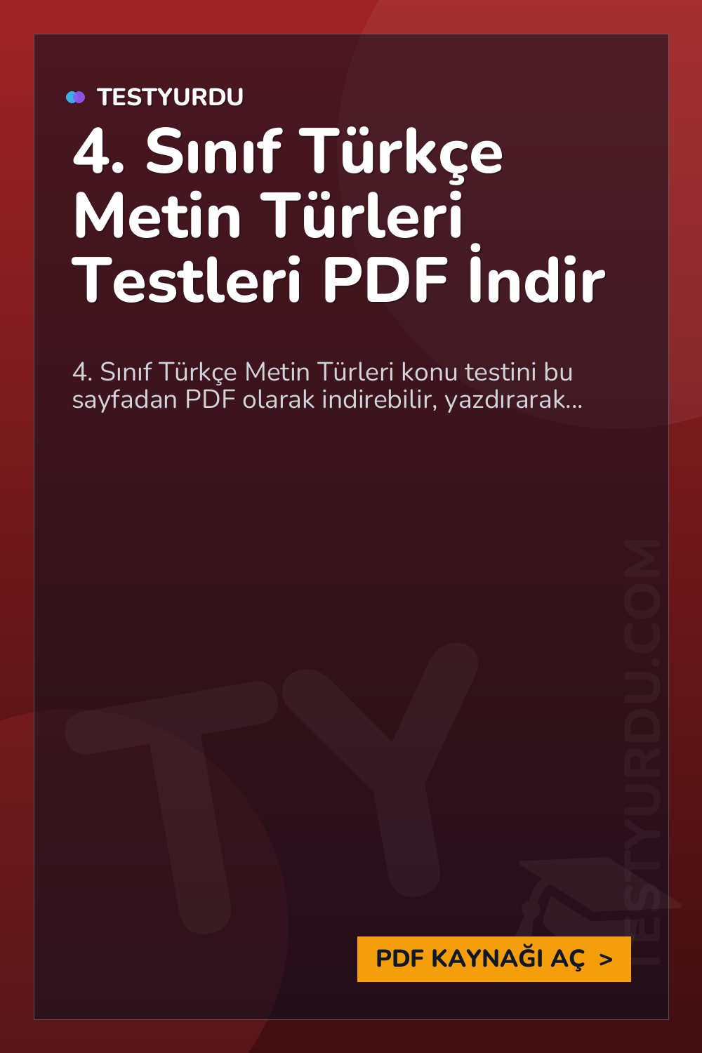 4. Sınıf Türkçe Metin Türleri Testleri PDF İndir