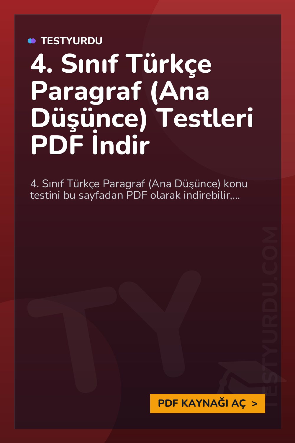 4. Sınıf Türkçe Paragraf (Ana Düşünce) Testleri PDF İndir