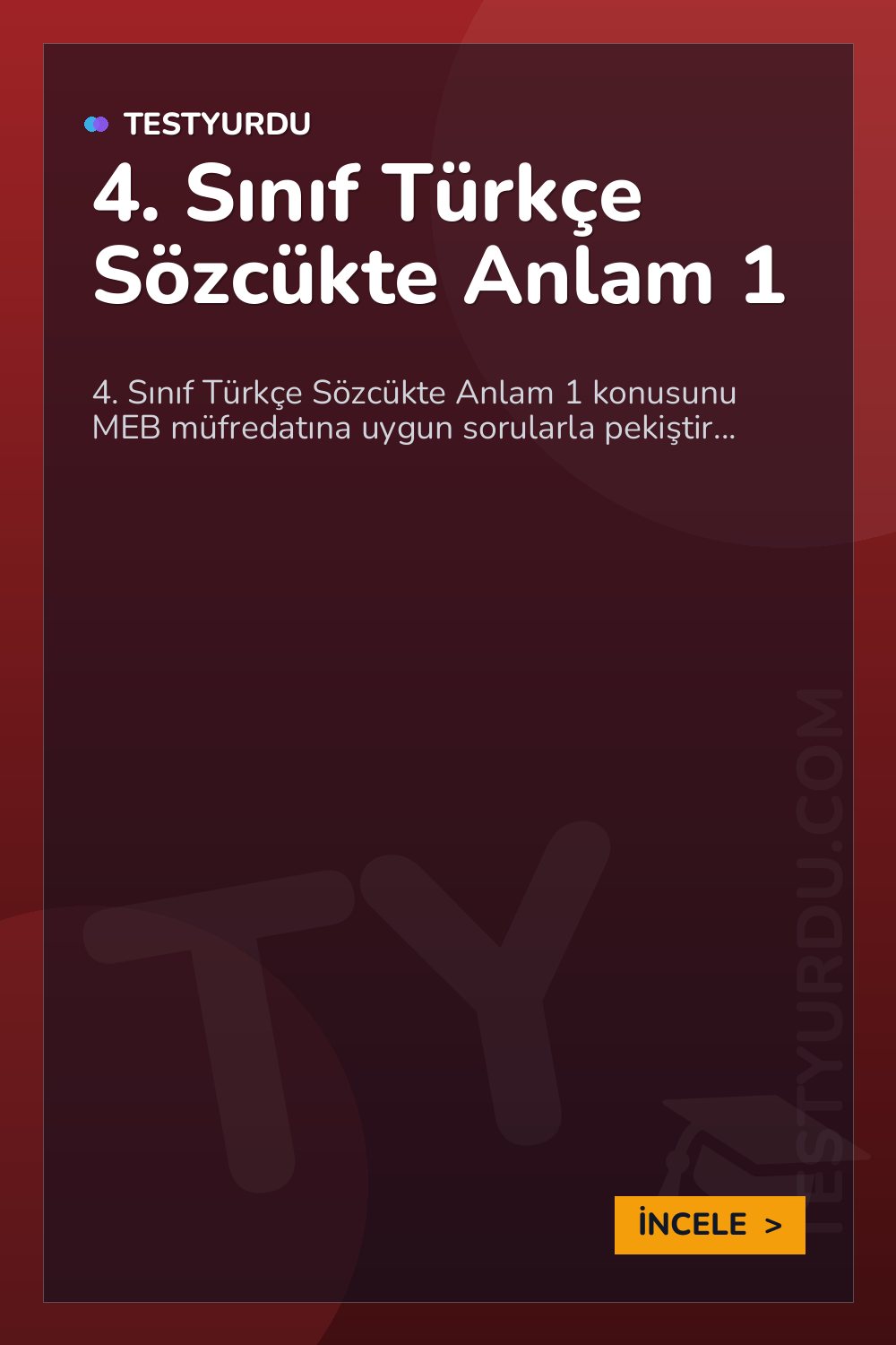 4. Sınıf Türkçe Sözcükte Anlam 1
