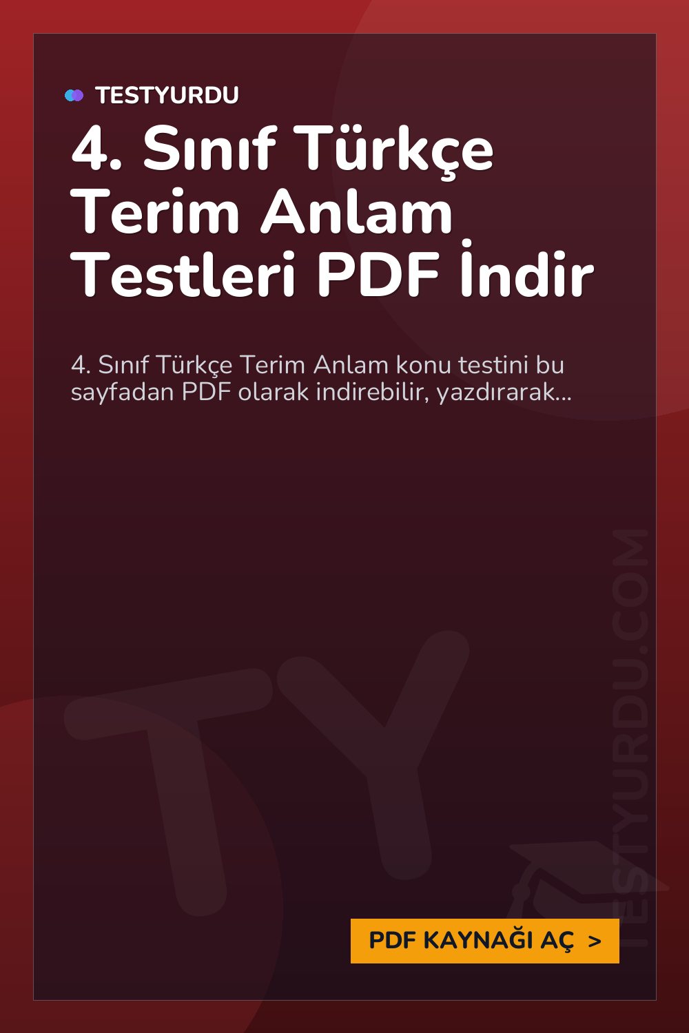 4. Sınıf Türkçe Terim Anlam Testleri PDF İndir